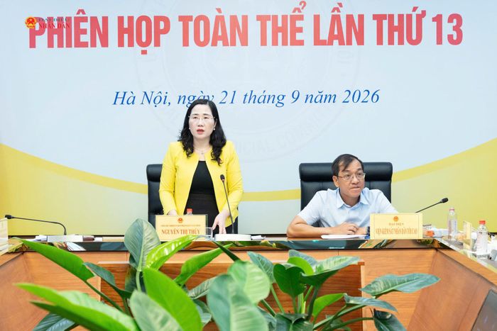 Phó Chủ nhiệm Ủy ban Pháp luật và Tư pháp Nguyễn Thị Thủy phát biểu tại phiên họp
