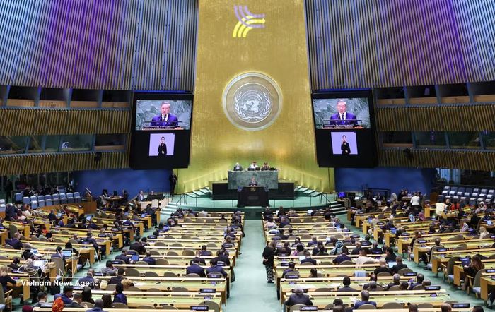 General Secretary of the Communist Party of Vietnam Central Committee and President To Lam addresses the UN Summit of the Future, held during the high-level week of the 79th Session of the UN General Assembly, in New York on September 22, 2024. (Photo: VNA)