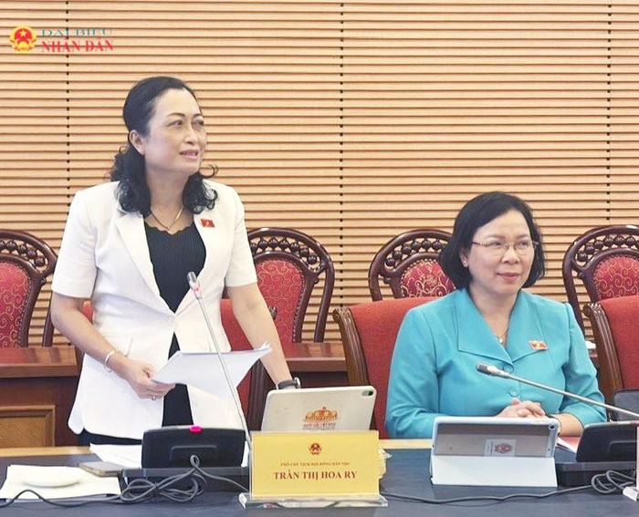 Phó Chủ tịch Hội đồng Dân tộc Trần Thị Hoa Ry phát biểu kết luận tọa đàm. Ảnh: Tùng Dương