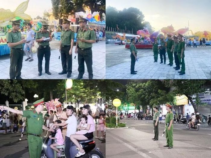 Lực lượng Công an tham gia bảo đảm ANTT tại lễ khai mạc.