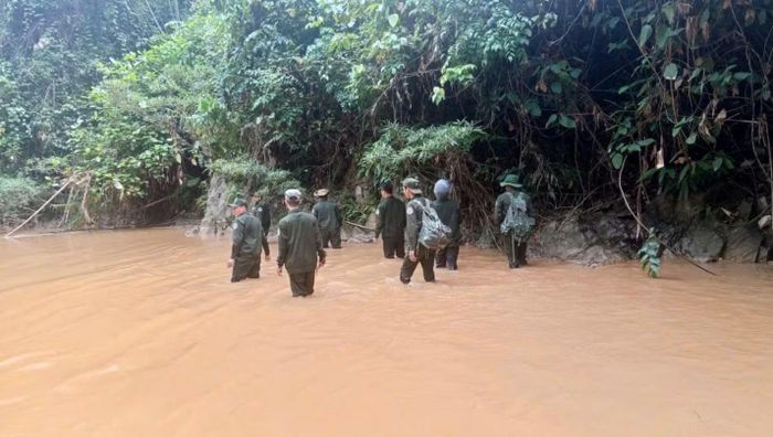 Lực lượng chuyên trách bảo vệ rừng thuộc Ban Quản lý rừng phòng hộ Đà Nẵng tuần tra, kiểm tra rừng trong mùa mưa lũ.