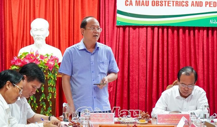 Bí thư Tỉnh uỷ Nguyễn Hồ Hải phát biểu chỉ đạo tại buổi làm việc với Bệnh viện Sản - Nhi Cà Mau.