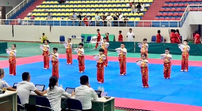 Các vận động viên trẻ tham gia thi đấu môn Wushu, góp phần phát triển phong trào thể thao học đường và thể thao thành tích cao. Ảnh: P.V