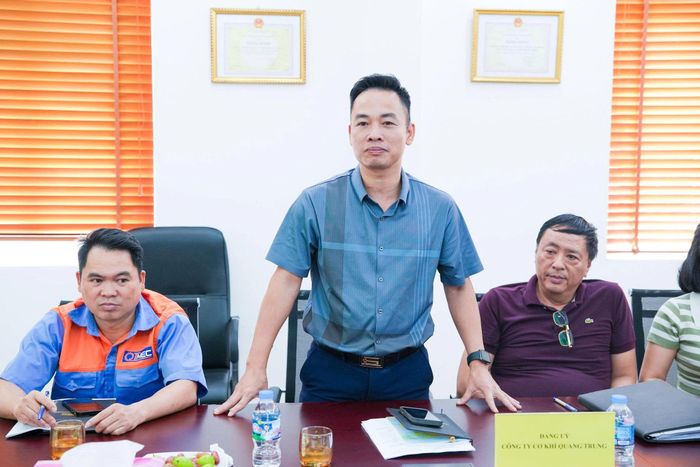 Bí thư Đảng ủy, Tổng Giám đốc Công ty TNHH MTV Cơ khí Quang Trung Đậu Huy Ngọc Linh phát biểu. Ảnh: Diệu Hương