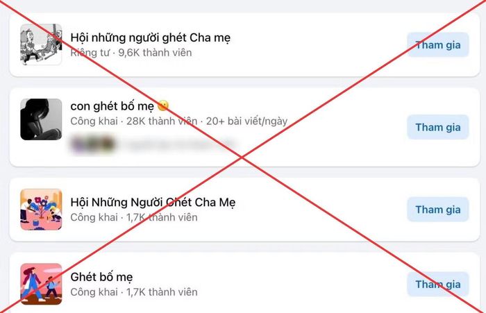 Nhiều hội nhóm với tên tiêu cực xuất hiện tràn lan trên mạng xã hội.