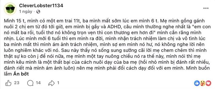 Bài đăng tâm sự dưới dạng ẩn danh.