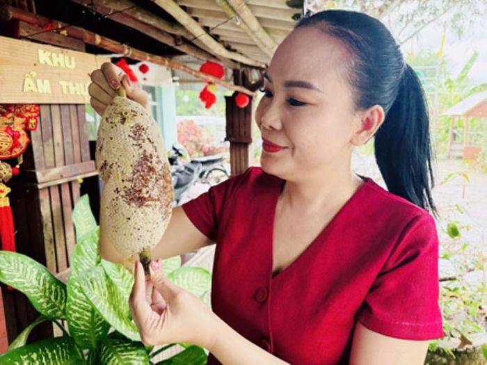 Du khách thích thú với dịch vụ “ăn ong” khi trải nghiệm tại Khu du lịch sinh thái Mười Ngọt, tỉnh Cà Mau