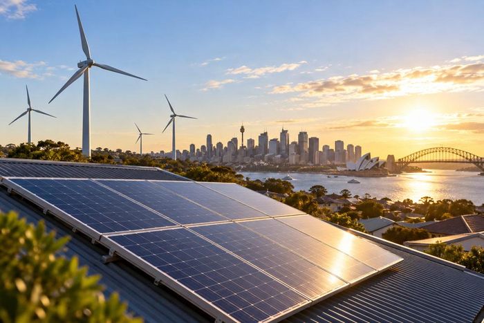 Điện mặt trời và điện gió tại Australia lập kỷ lục mới, có thời điểm đáp ứng 80,4% nhu cầu điện. Ảnh minh họa do AI tạo
