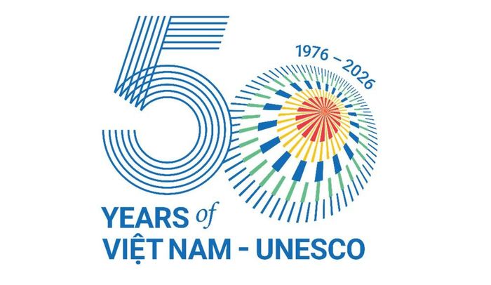 Đồ họa kỷ niệm 50 năm Việt Nam gia nhập UNESCO (1976–2026).