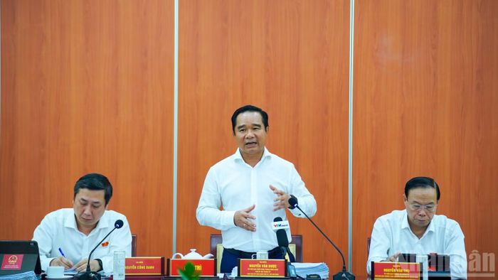Đồng chí Nguyễn Văn Được, Ủy viên Trung ương Đảng, Chủ tịch Ủy ban nhân dân thành phố phát biểu tại phiên thảo luận tổ chiều 21/9. (Ảnh: THẾ ANH)