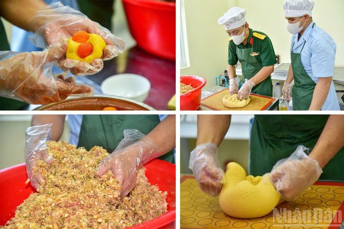 Sau khi tạo hình, bánh được đưa vào lò nướng. Mỗi mẻ bánh đều được theo dõi kỹ để bảo đảm màu sắc và chất lượng.