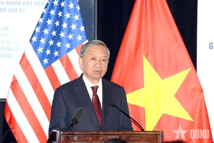 Tổng Bí thư, Chủ tịch nước Tô Lâm phát biểu tại buổi gặp gỡ những người bạn Hoa Kỳ.