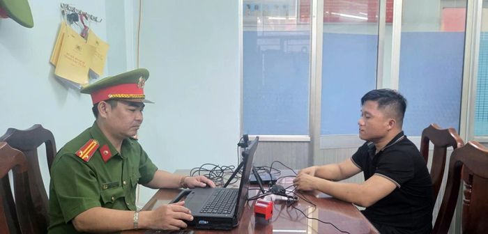 Đối tượng N.T.C tại cơ quan Công an.