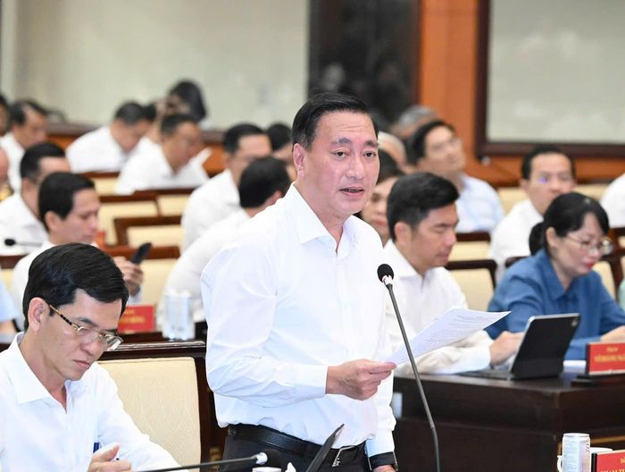 Trưởng Ban Tổ chức Thành ủy TPHCM Phạm Thành Kiên phát biểu. Ảnh: VIỆT DŨNG