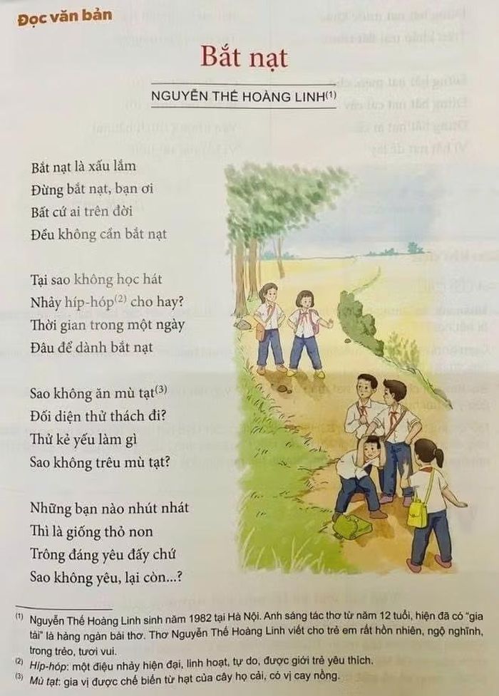 Bài thơ "Bắt nạt" được đưa vào SGK gây nhiều tranh cãi.