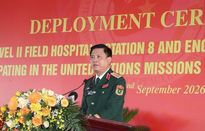 Thượng tướng Nguyễn Trường Thắng phát biểu giao nhiệm vụ cho hai đơn vị.