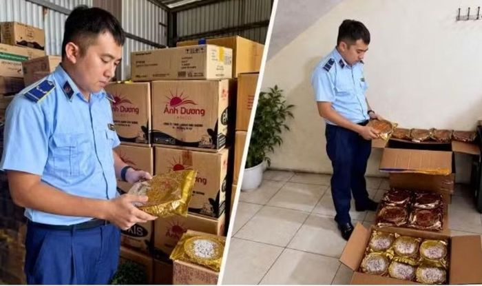 Lực lượng chức năng phát hiện số lượng lớn bánh Trung thu tại phường Việt Hưng (Hà Nội) không có hóa đơn, chứng từ.