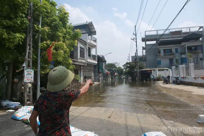 Chỉ dẫn cho PV ngôi nhà của mình ở trong khu vực ngập phía trước, bà Tạ Thị Hưởng, xóm Cầu, thôn Liệp Mai, xã Kiều Phú cho biết, nước đã ngập khu vực này gần một tuần nay. Gia đình bà nằm trong khu vực ngập, gần cầu Ngọc Liệp nên thường xuyên chịu ảnh hưởng mỗi khi có mưa lớn kéo dài và nước sông dâng cao.