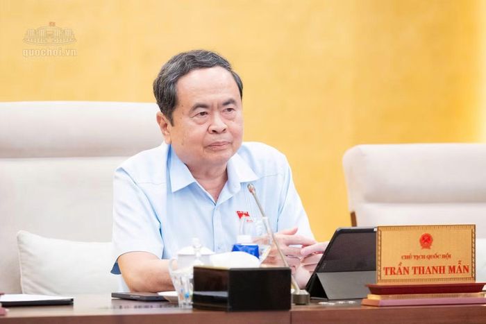  Chủ tịch Quốc hội Trần Thanh Mẫn phát biểu. (Ảnh: QH) 