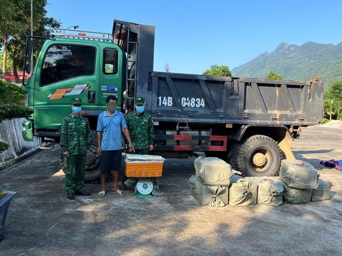 Phùn Mằn Chắn cùng phương tiện và khoảng 400kg nầm lợn đông lạnh bị lực lượng chức năng phát hiện, tạm giữ.