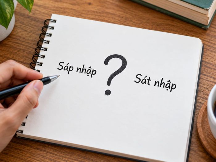Sáp nhập hay sát nhập là những lỗi chính tả phổ biến. Ảnh: AI