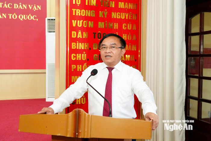 Trưởng ban Tuyên giáo Tỉnh ủy Ngọc Kim Nam phát biểu tại hội nghị. Ảnh: TL