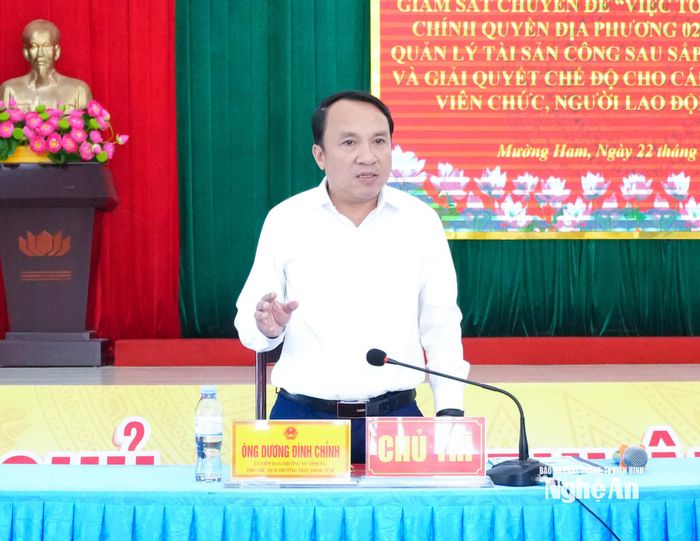 Đồng chí Dương Đình Chỉnh - Ủy viên Ban Thường vụ Tỉnh ủy, Phó Chủ tịch Thường trực HĐND tỉnh kết luận tại cuộc làm việc. Ảnh: Mai Hoa