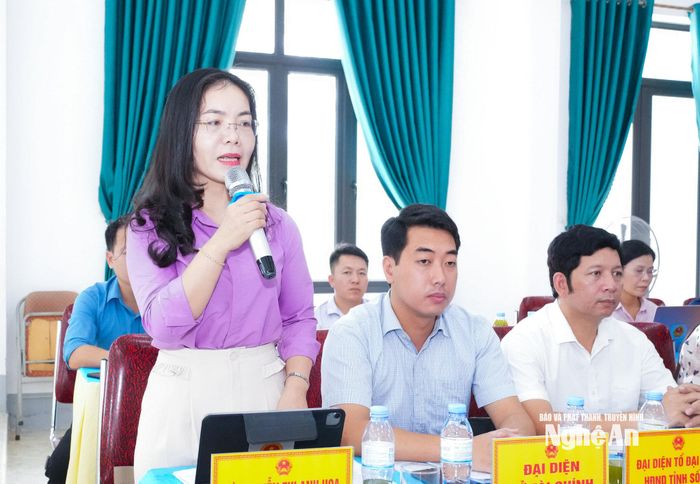 Phó Chánh Văn phòng Đoàn đại biểu Quốc hội và HĐND tỉnh Nguyễn Thị Anh Hoa đề nghị địa phương phát huy vai trò tổ công nghệ số cộng đồng, nâng cao năng lực số cho người dân. Ảnh: Mai Hoa