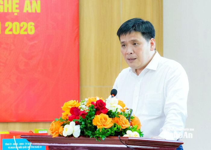Phó Bí thư Tỉnh ủy Nguyễn Thanh Bình phát biểu tại chương trình. Ảnh: Phạm Bằng