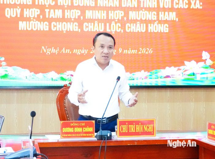 Đồng chí Dương Đình Chỉnh - Ủy viên Ban Thường vụ Tỉnh ủy, Phó Chủ tịch Thường trực HĐND tỉnh kết luận tại cuộc làm việc. Ảnh: Mai Hoa