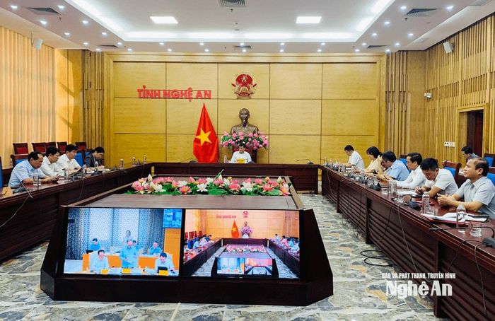 Quang cảnh hội nghị tại điểm cầu Nghệ An. Ảnh: Thanh Hà