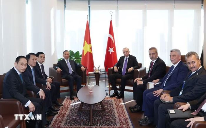 Tổng Bí thư, Chủ tịch nước Tô Lâm gặp Tổng thống Thổ Nhĩ Kỳ Recep Tayyip Erdogan. (Ảnh: Thống Nhất/TTXVN)