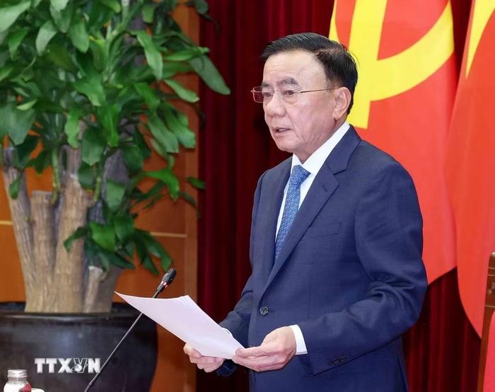 Thường trực Ban Bí thư Trần Cẩm Tú phát biểu tại buổi tiếp Đoàn cán bộ cấp Thứ trưởng và tương đương của Đảng Nhân dân Cách mạng Lào. (Ảnh: Phương Hoa/TTXVN)