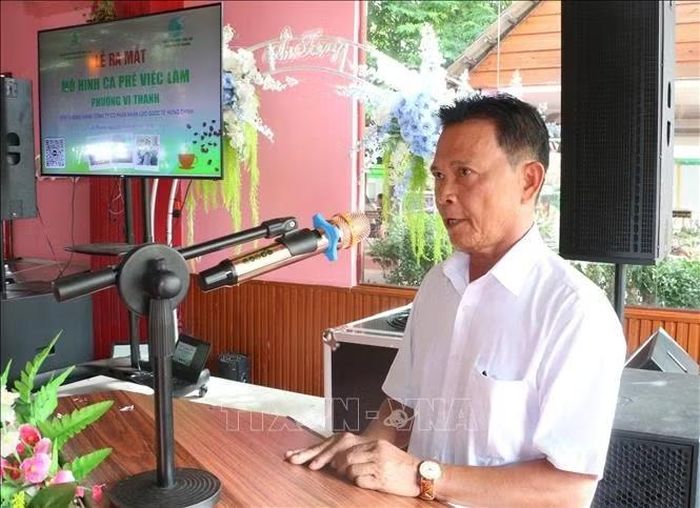 Ông Châu Mạnh Hiếu, Giám đốc Trung tâm đào tạo Công ty cổ phần nhân lực quốc tế Hưng Thịnh phát biểu tại buổi ra mắt. Ảnh: Duy Khương/TTXVN