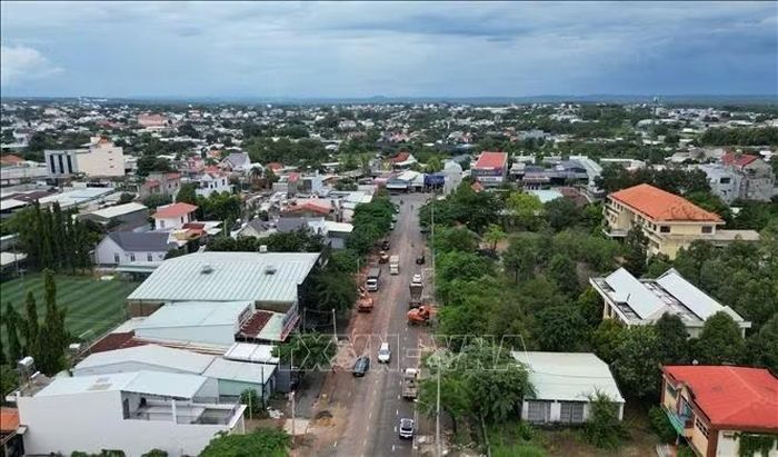 Khu vực triển khai dự án cải tạo, nâng cấp hệ thống tiêu thoát nước chống ngập tại phường Bình Phước, thành phố Đồng Nai, nhìn từ trên cao.
