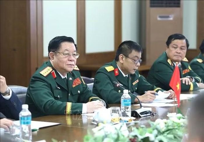 Đại tướng Nguyễn Trọng Nghĩa, Chủ nhiệm Tổng Cục chính trị QĐND Việt Nam phát biểu tại hội đàm.