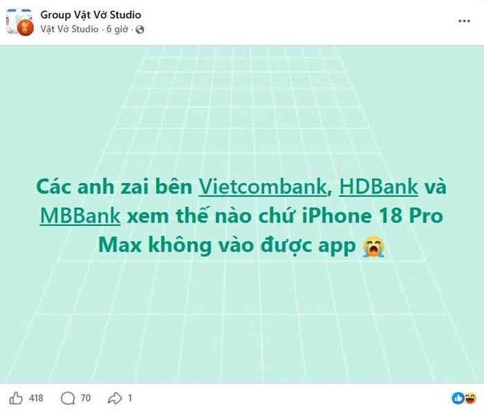 Người dùng iPhone 18 Pro Max cho biết đang chưa thể đăng nhập và sử dụng một số ứng dụng ngân hàng sau trên thiết bị (Ảnh chụp màn hình)