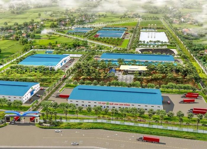 Một trong những điểm nhấn của dự án là hệ thống 5 nhà máy sản xuất, chế biến được đầu tư đồng bộ. Ảnh phối cảnh.