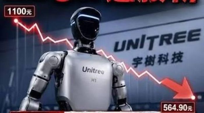 Giá cổ phiếu của Unitree sau khi lên sàn lao dốc không phanh. Ảnh: Sohu.
