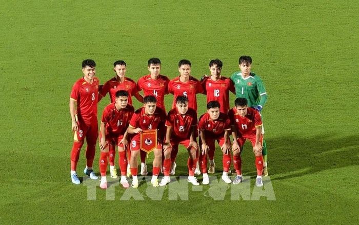 Đội hình ra sân của đội U23 Việt Nam. Ảnh: Nguyễn Tuyến - PV TTXVN tại Nhật Bản