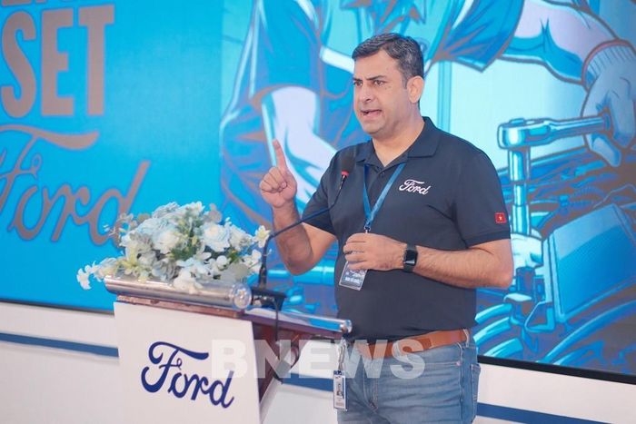Ông Saurabh Arya, Giám đốc Chiến lược Đào tạo và Hỗ trợ Kỹ thuật đại diện Ford IMG phát biểu tại sự kiện