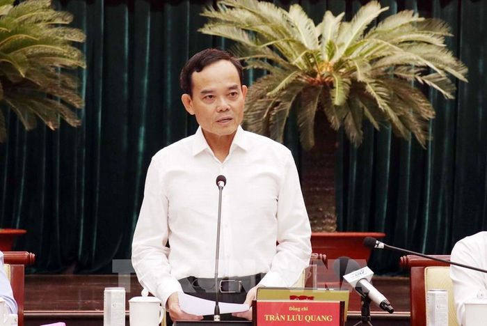 Bí thư Thành ủy Thành phố Hồ Chí Minh Trần Lưu Quang chủ trì Hội nghị. Ảnh: Tiến Lực - TTXVN