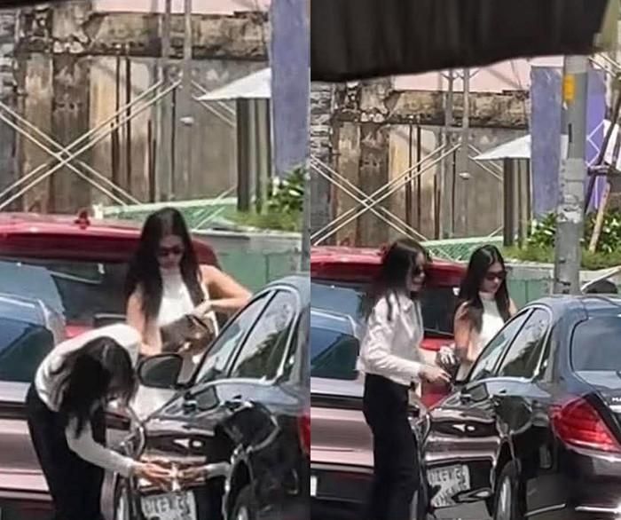 Xôn xao clip Hoa hậu Kỳ Duyên và Đoàn Thiên Ân xảy ra va chạm giao thông. (Ảnh chụp màn hình từ TikTok Hot Vbiz)