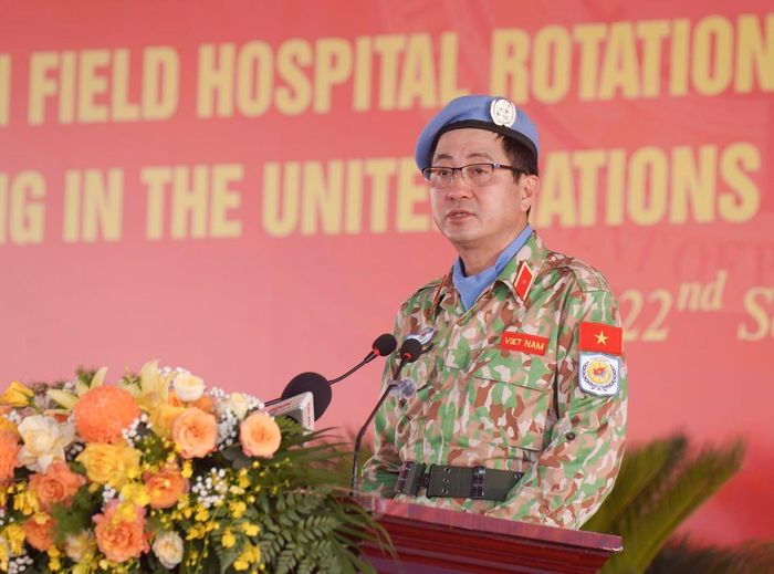 Thiếu tướng Phạm Mạnh Thắng, Cục trưởng Cục GGHB Việt Nam, phát biểu tại chương trình.