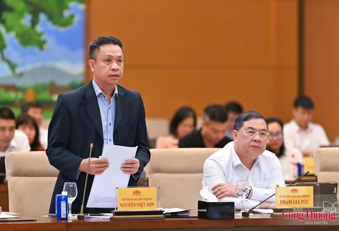 Thứ trưởng Bộ Công Thương Nguyễn Việt Sơn trình bày tóm tắt dự án Luật Giao dịch hàng hóa phái sinh.