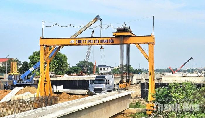 Công ty Cổ phần Xây dựng Cầu Thanh Hóa triển khai xây dựng cầu Thống Nhất.