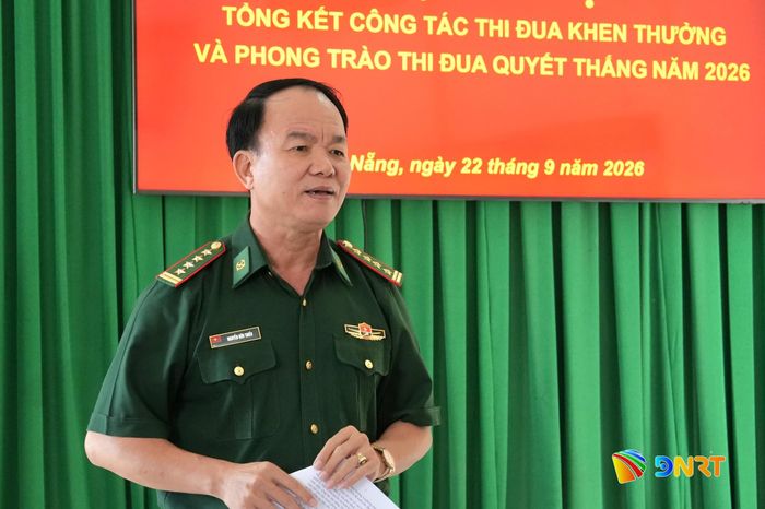 Đại tá Nguyễn Hữu Thiều, Phó Chính ủy Bộ đội Biên phòng thành phố Đà Nẵng phát biểu chỉ đạo tại hội nghị. Ảnh: HUỲNH CHÍN