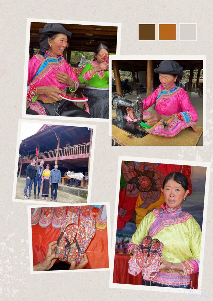 Chị Lò Sử Hóa đưa nghề làm giày thêu truyền thống của người Xạ Phang vào phát triển du lịch tại bản Huổi Lèng, xã Mường Tùng.