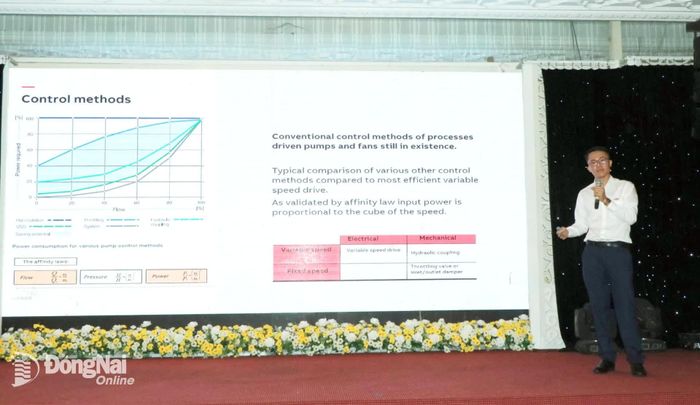Chuyên gia của Công ty TNHH ABB Automation and Electrification Việt Nam chia sẻ tại hội thảo. Ảnh: Vương Thế