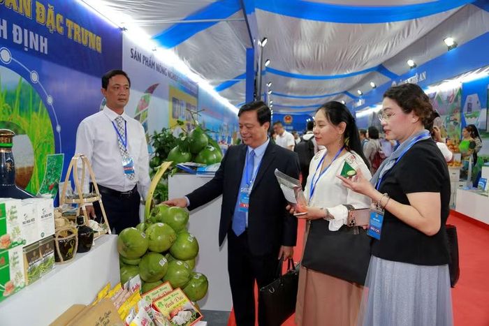 HTX Nông nghiệp Thanh niên Hoài Ân đã đẩy mạnh xúc tiến thương mại trên nền tảng số, tham gia hội chợ OCOP để quảng bá sản phẩm chủ lực. Ảnh: H.P